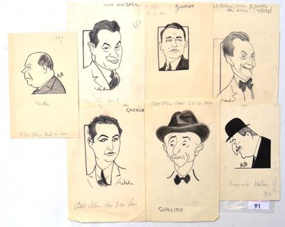 Raoul CABROL (1898-1956) : 7 dessins : CABROL : DUBOSC Lucien, Fusain sur papier...