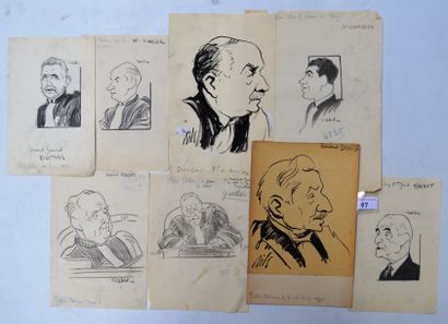 Raoul CABROL (1898-1956), Claude BILS (1884-1968) : 8 dessins : CABROL : CAMPANA,...