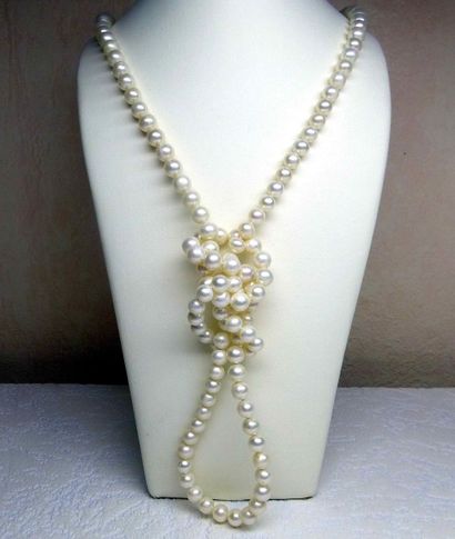 null Sautoir en perles de culture diamètre 7 - 7,5 mm d'une longueur de 1,20 mèt...