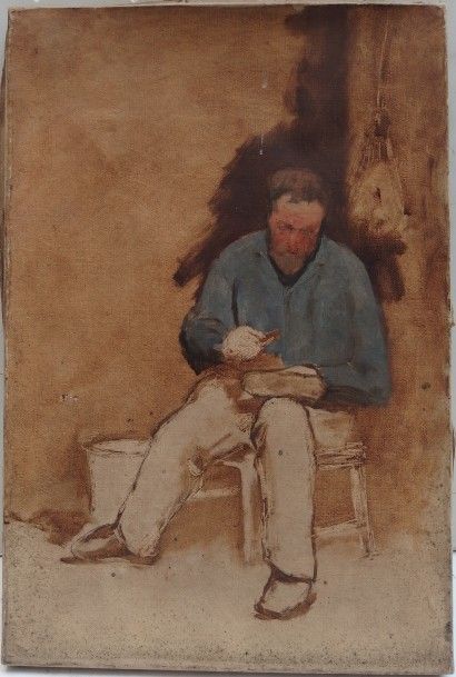 null Ecole FRANCAISE XIXme, 

portrait d'homme assis vers 1870,

Huile sur toile,

40...