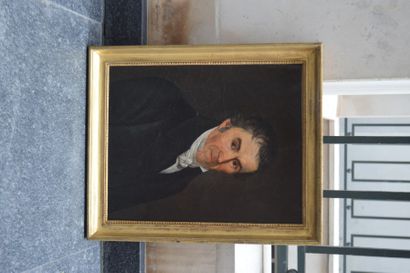 null Ecole FRANCAISE du XIXème, Portrait d'homme, huile sur toile signé DEBRU, 43...