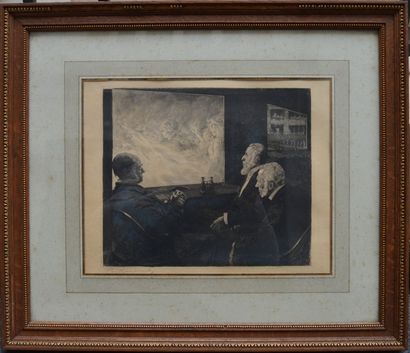 null Paul RENOUARD (1845-1924), La loge directorial, gravure signée, 29 x 37 cm