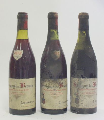 null 3 Bouteilles Savigny les Beaune - LAGRIVE 1959 Un niveau 1 à 6cm, étiquettes...