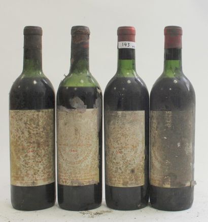 null 4 Bouteilles Château Pichon Longueville Baron 2éme GCC - Pauillac 1960 Niveaux...