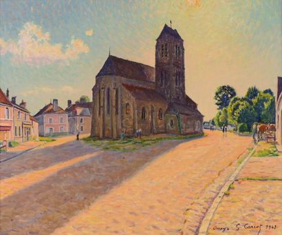 Gustave CARIOT (1872-1950) Gustave CARIOT (1872-1950), Eglise d'Auxy, 1943, Huile...