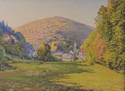 Gustave CARIOT (1872-1950) Gustave CARIOT (1872-1950), Village dans la vallée, 1921,...