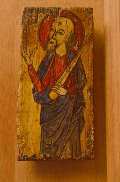 null Icône sur bois figurant Saint Paul. Début du XXe siècle. 30 x 15 cm.