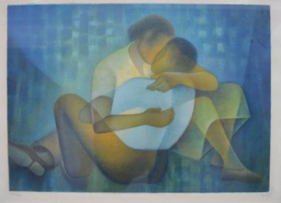null TOFFOLI, Couple, lithographie n°173/250. 55 x 70 cm.