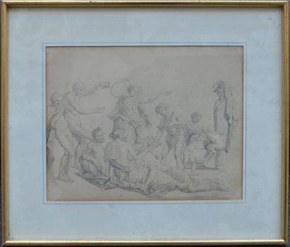 null Ecole FRANCAISE du XIXème, Bacchanale, crayon. 24 x 30 cm.