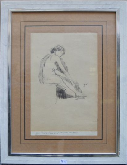 null J.L. FORAIN (attribué à), nu assis, fusain. 28 x 18 cm.