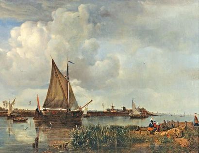 Charles COLLIGNON Expose au Salon de 1831 à 1847 Paysage traversé par un canal, dans...