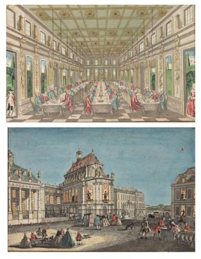École Française du XVIIIe siècle Salle des festins à Versailles pour la Paix de 1763...