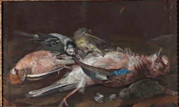 École Française du XVIIIe s. Nature morte d'oiseaux Gouache - 24,7 x 41 cm - Res...