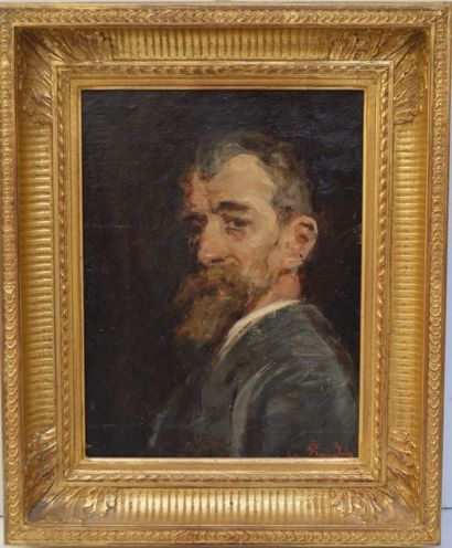 null Eugène BAUDIN (1843-1907), Autoportrait, huile sur toile, 30 x 22,5 cm.
