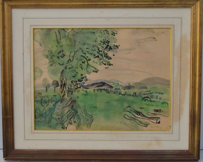 null D'après Raoul DUFY, Paysage de campagne, héliogravure, 38 x 47,5 cm.