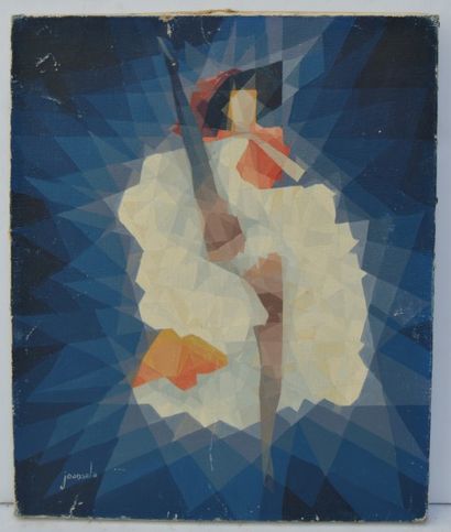 null Joan SALA, danseuse de french cancan, huile sur toile, 46 x 38 cm. 