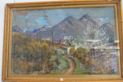 null Alexandre NOZAL (1852-1929), Montagne, pastel, 30 x 49 cm. 
