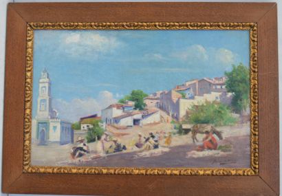 null Jules AVIAT (1843-1931), Un paysage du Maroc, huile sur toile signée en en bas...