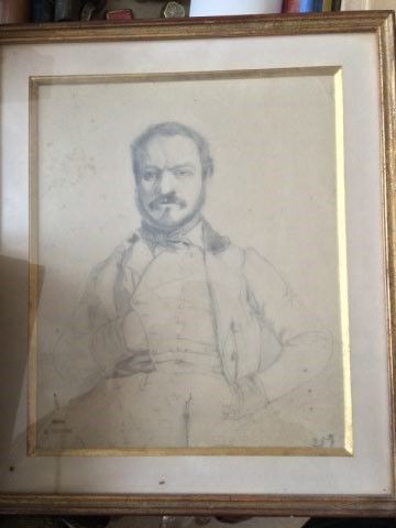 null DUBOURG (XIX), Portrait d'homme, crayon, cachet de l'atelier.