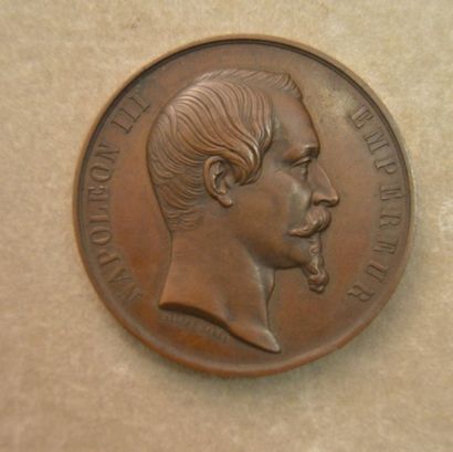 null Alfred BARRE, L. MERLEY F., Médaille en bronze de Napoléon III pour l'inauguration...
