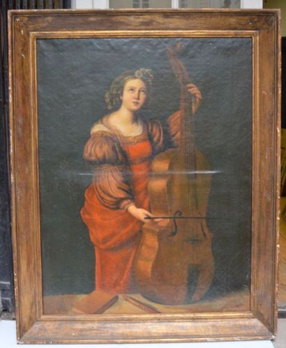 null Ecole ITALIENNE du XIXe siècle, Sainte Cécile, huile sur toile. 116 x 90 cm....