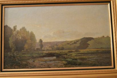 H. C. Delpy (1842-1910) H. C. DELPY (1842-1910), Paysage de campagne, huile sur toile...