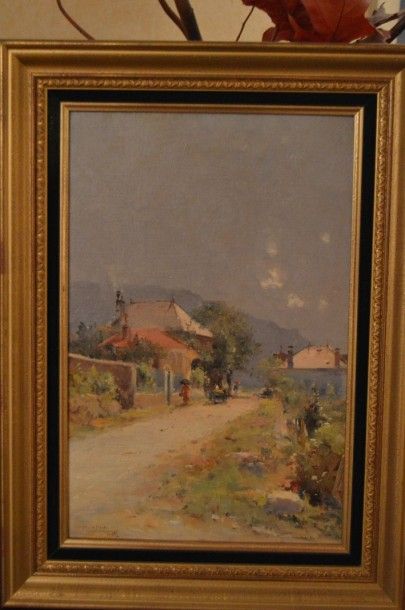 IWILL (1850-1923) IWILL (1850-1923), Paysage d'Aix-les-Bains, huile sur toile signée...