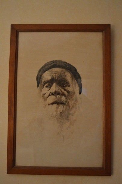 null ANDRE (XX ème), Portrait d'un oriental, encre sur papier signée André 1934,...