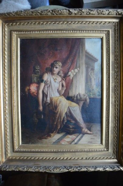 Diana COOMANS (1861-1952) Diana COOMANS (1861-1952), Pénélope, huile sur toile, signée,...