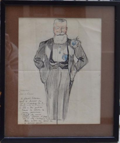 null Ferdinand BAC (1859-1952), deux dessins humouristiques dédicacés, crayon. Un...