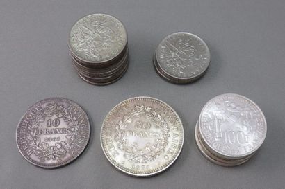 null LOT de pièces composé de 11 pièces de 5frs en argent à 835°/00 "la semeuse"....