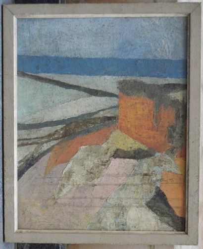null Ecole MODERNE, Paysage post-cubiste, huile sur carton. 39 x 31 cm. (en l'ét...