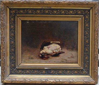 null Henri CAUCHOIS (1850-1911), Nature morte au poulet, huile sur panneau signée...