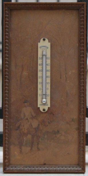 null Paul TAVERNIER (1852-1943), Thermomètre sur un fond en papier aquarellé figurant...