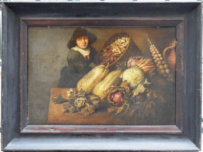 null Philips ANGEL (Middelburg 1616 - 1683), Marchande de légumes, Panneau de chêne,...