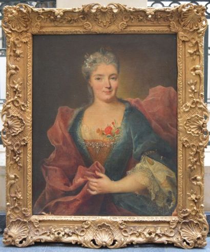 null Ecole FRANCAISE du XVIII ème, Dame de qualité, huile sur toile. 81 x 65 cm....