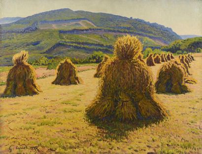 Gustave CARIOT (1872-1950) Gustave CARIOT (1872-1950), Gerbes de blé au pied d'une...