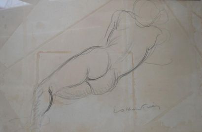 null Emile Othon FRIESZ (1879-1949), nu, dessin signé. 32 x 48 cm. (traces)