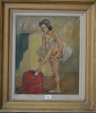 null CESARVIBEL, DANSEUSE, huile sur toile, signé en bas à droite. 46 x 38 cm.