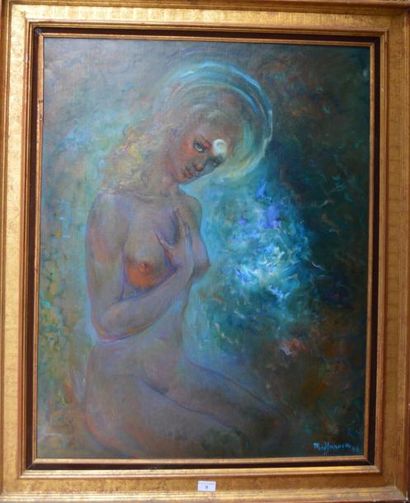 null MADJAROVA, NUE FEMININ, huile sur toile, 92 x 73 cm.