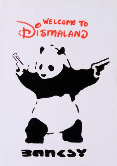 BANKSY (NÉ EN 1974) BANKSY (né en 1974), Panda souvenir de Dismaland, pochoir sur...