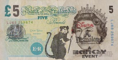 BANKSY (NÉ EN 1974) BANKSY (né en 1974), Billet de 5 Livres sterling avec rat et...