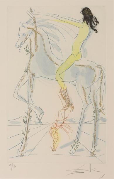 Salvador DALI (1904-1989) Salvador DALI (1904-1989), Amazone sur son cheval, gravure...