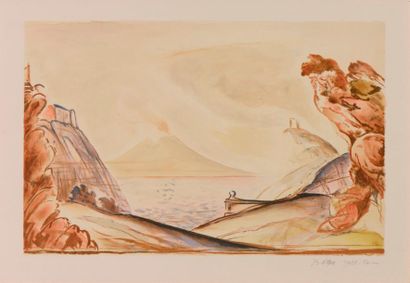 BALTHUS (1908-2001) BALTHUS (1908-2001), Paysage au Volcan, lithographie signée et...