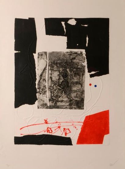 Antoni CLAVE (1913-2005) Antoni CLAVE (1913-2005), Composition abstraite, lithographie...