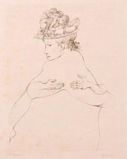 Hans BELLMER (1902-1975) Hans BELLMER (1902-1975), femme au chapeau érotique, gravure...