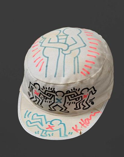 Keith Haring (1958-1990) Keith HARING (1958-1990), Casquette - Le Mans, 1984, toile...