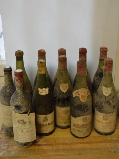 null Ensemble de 11 bouteilles diverses : CH. De Mauves graves 1981, Le chevalier...