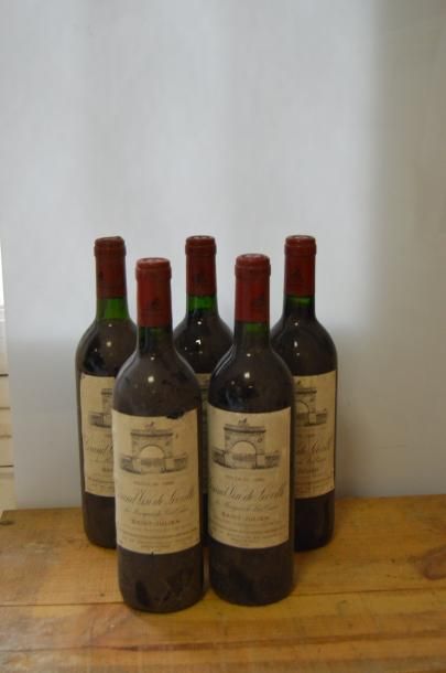 null 5 bouteilles CH. LEOVILLE-LAS-CASES, 2° cru Saint-Julien 1990 (els) 