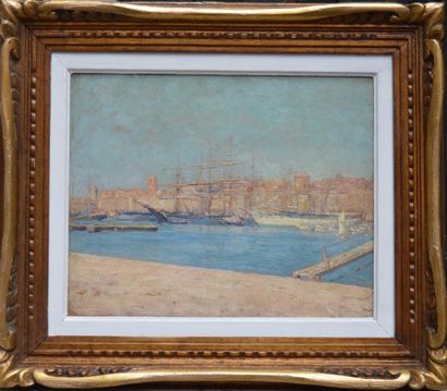 null Charles MANCIET (1874-1963), le Vieux Port de Marseille, huile sur panneau signée....